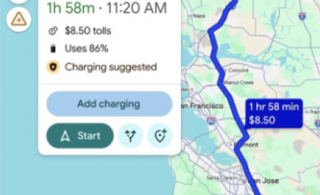 Google Maps с функция за планиране на пътуване и зареждане с електромобили
