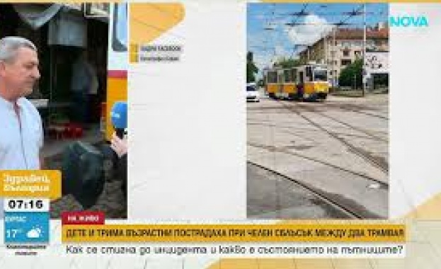 Челен сблъсък между два трамвая в София при който пострадаха