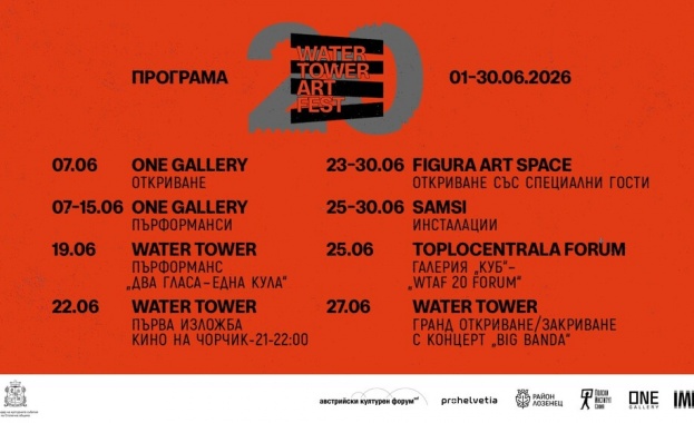 Юбилейното 20-о издание на Water Tower Art Fest ще бъде открито в София