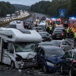 Кемпер се вряза в колона от автомобили в Германия. Най-малко 34 души са ранени, сред тях има и деца