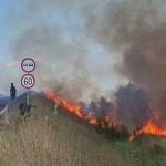 Пожар пламна на магистрала "Тракия" край Пазарджик. Пожарът вече е локализиран